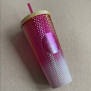 STARBUCKS | IRIDESCENT PINK PURPLE OMBRE | STUDDED TUMBLER | 24 OZ